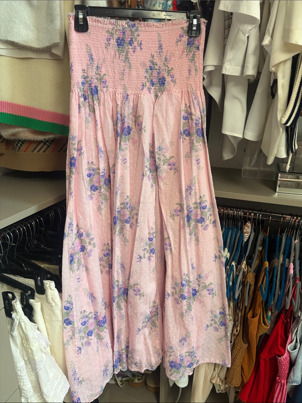 Loveshack Fancy Pink Floral Maxi Skirt or Strapless Dress
